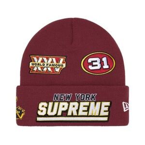 Supreme New Era Football Beanie ‘Cardinal’